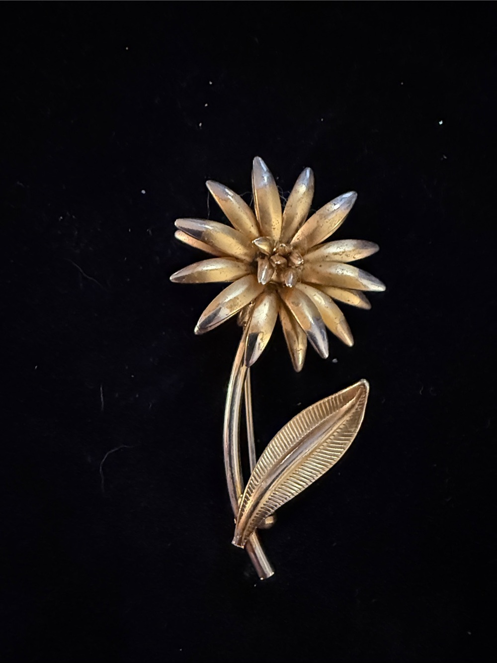 Vintage 1950-60’s Cora 2” Gold Floral Stem Brooch - Elegant Flower Pin for Women